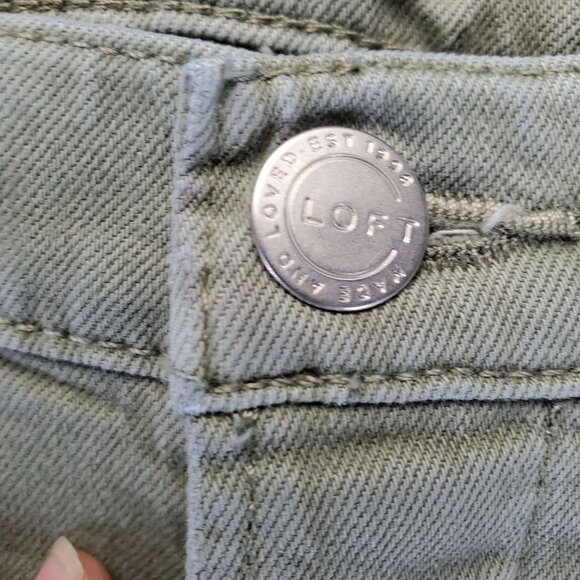 Loft Jeans Womens 27 Green Boyfriend Distressed Cotton Blend Denim Button Fly - Picture 10 of 13